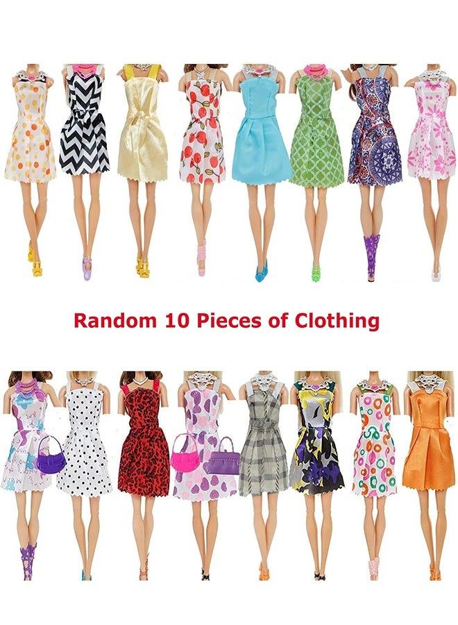 32Pcs Barbie Doll Clothes Bundle Dresses Shoes Crown, necklace Set Lot Accessories Girl Gift Fashion Design Kit for 30cm Doll Colorful Unique Doll Stuff - Image 4